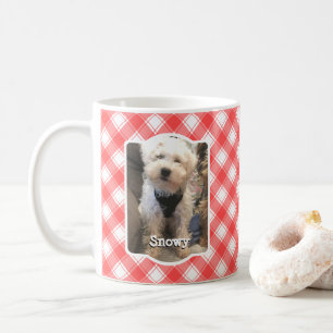 Custom 2 Foto Red & White Country Bauernhof Karier Kaffeetasse