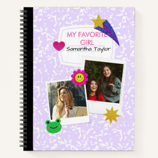 Custom 2 Fotos Collage Notebook mit Skriptname Notizbuch