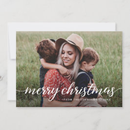 Custom 2 Fotos Frohe Weihnachtsfamilie Moderner Ch Feiertagskarte