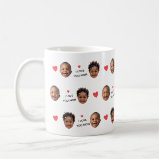 Custom 2 Photo Baby Face Collage "I Love You Mom" Kaffeetasse