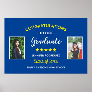 Custom 2 Photo Graduation Congratulations Graduate Poster