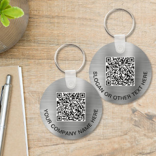 Custom 2 QR Codes Werbesilber Schlüsselanhänger