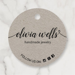 Custom 2" Round Social Media Kraft Hang Tag Geschenkanhänger