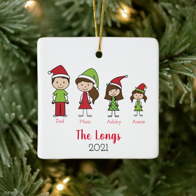 Custom 2 Side Family Weihnachten Keramikornament (Baum)