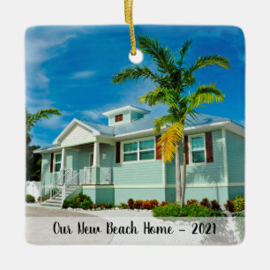 Custom 2 Side New Beach Zuhause Foto mit Jahr Keramikornament