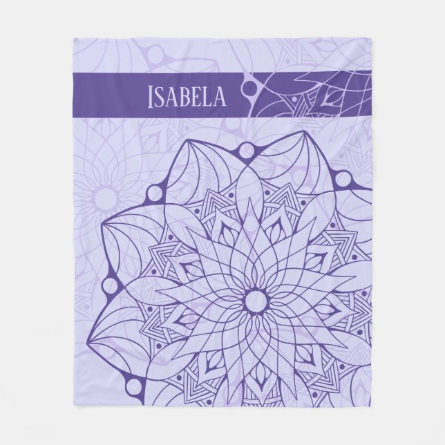 Custom 2 Tone Lila Mandala Fleece Blanket (Vorderseite)