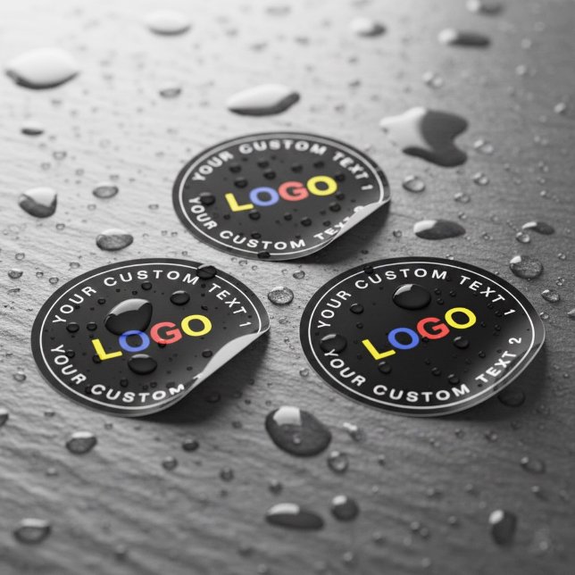 Custom 30 Business Logo, Black Waterproof Stickers Etiketten ( black business logo labels)