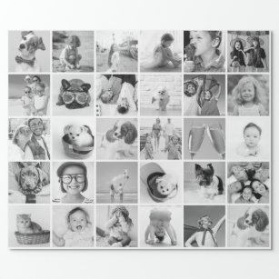 Custom 30 Fotos Moderne Familie und Haustiere Geschenkpapier