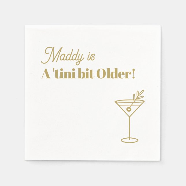 Custom 30. Geburtstag Martini Napkin Imitate Gold Serviette (Vorderseite)