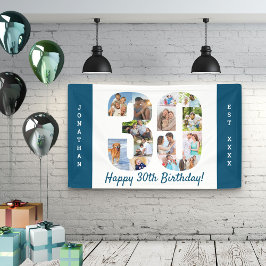 Custom 30. Geburtstag Party FotoCollage Banner