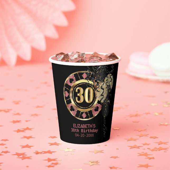 Custom 30. Geburtstag Vegas Stil Pappbecher (Insitu)