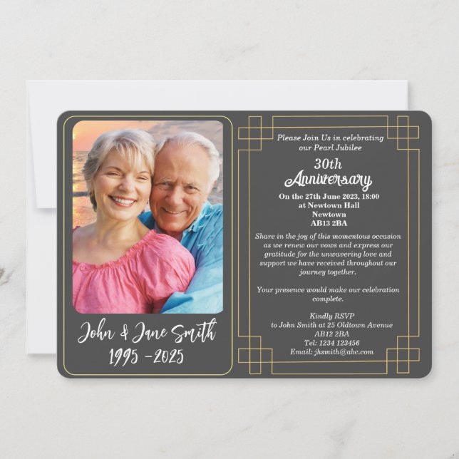 Custom 30. Pearl Jubilee Anniversary Einladung (Vorderseite)