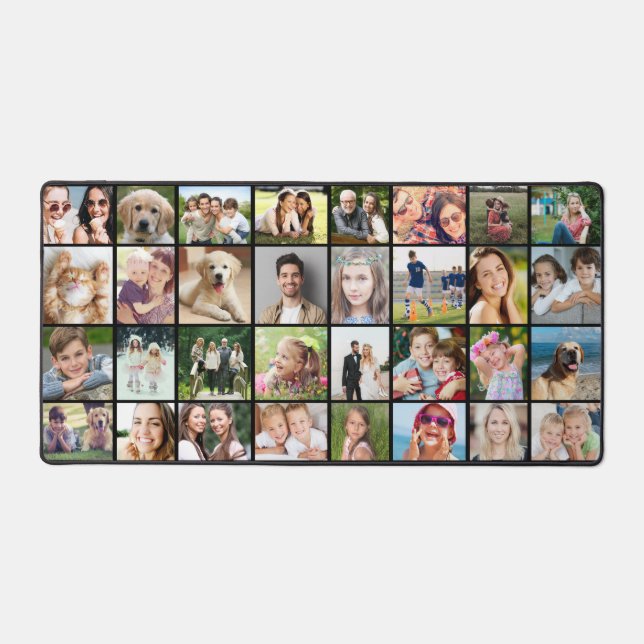 Custom 32 Foto Collage Black Schreibtischunterlage (Vorderseite)