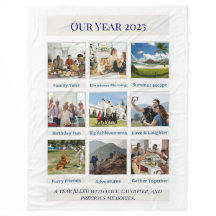 Custom 3×3 Foto Collage Blanket | Unser Jahr 2025