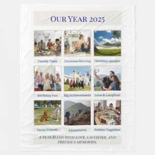 Custom 3×3 Foto Collage Blanket Unser Jahr 2025 Fleecedecke