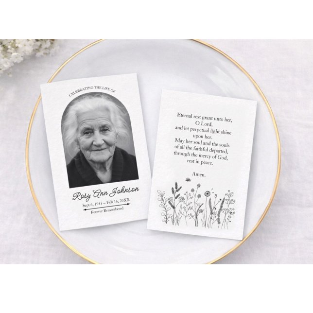 Custom 3.5" x 2.5" Funeral Photo Card with Prayer Visitenkarte (Von Creator hochgeladen)