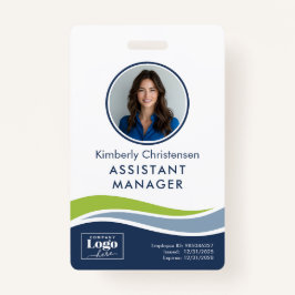 Custom 3 Color Wavy Lines Employee Photo ID Badge Ausweis