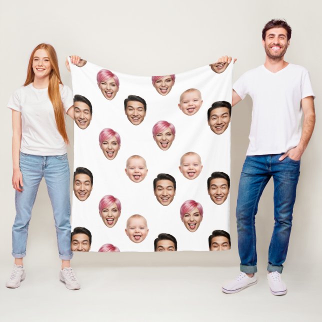 Custom 3 Face Foto Collage Personalisiert Fleecedecke (Beispiel)