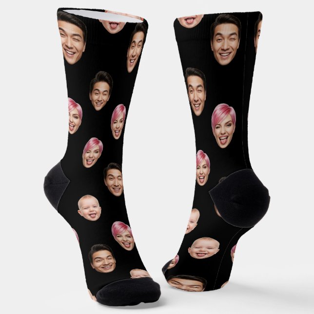Custom 3 Face Foto - Funny Personalisiert Gift Socken (Gewinkelt)