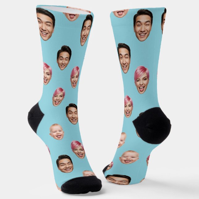 Custom 3 Face Foto - Funny Personalisiert Gift Socken (Gewinkelt)