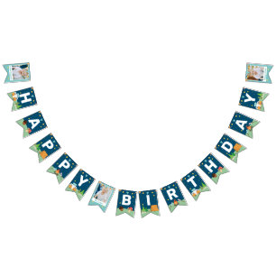 Custom 3 Foto Camping Geburtstagskamp Out Party Wimpelkette