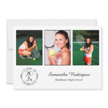 Custom 3 Foto Chic Emblem White Graduation Party