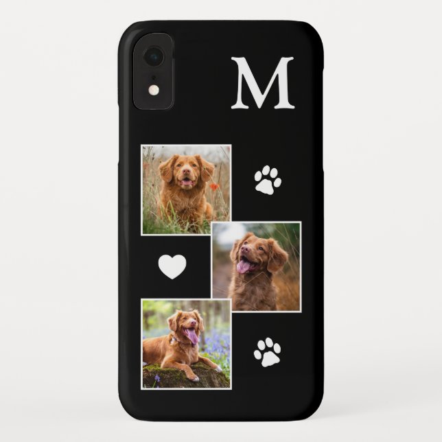 Custom 3 Foto Collage Moderner Black Dog Case-Mate iPhone Hülle (Rückseite)