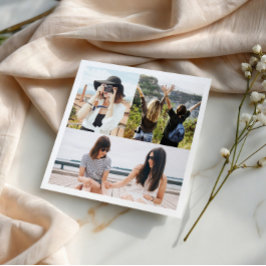 Custom 3 Foto Collage Personalisiert Paper Napkin Serviette