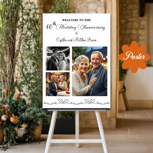 Custom 3 Fotos 60. Hochzeitstag Begrüßung Poster