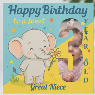 Custom 3. Geburtstag Elephant Sweet your Foto Card Karte