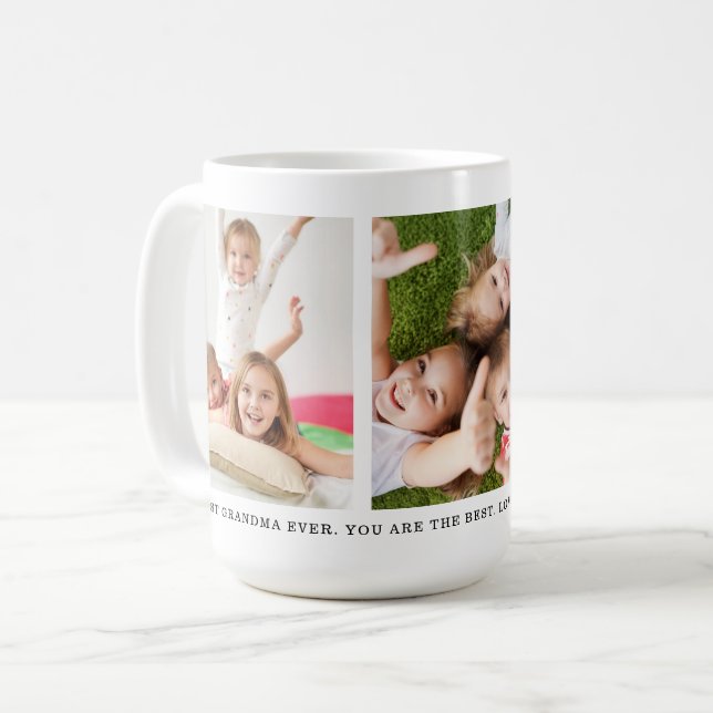 Custom 3 Grandkids Foto Collage Beste Oma Tasse (Vorderseite Links)