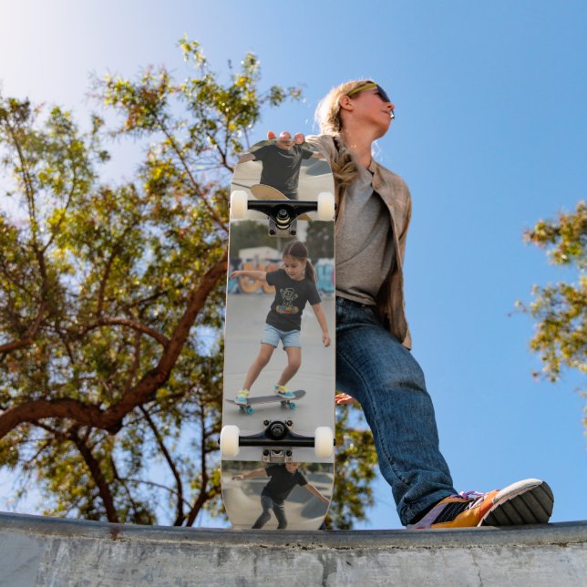 Custom 3-Photo Collage | Personalized Kids Action  Skateboard (Außen 1)