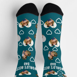 Custom 3 Photo Hearts Collage Best Dad Ever Socken