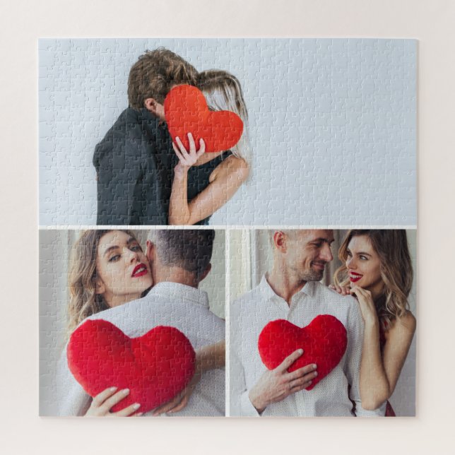 Custom 3 Photo Puzzle Lovers Valentine’s Day Gift (Vertikal)