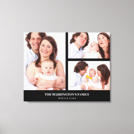 Custom 3 Sections Family Foto Collage Black Frame Leinwanddruck