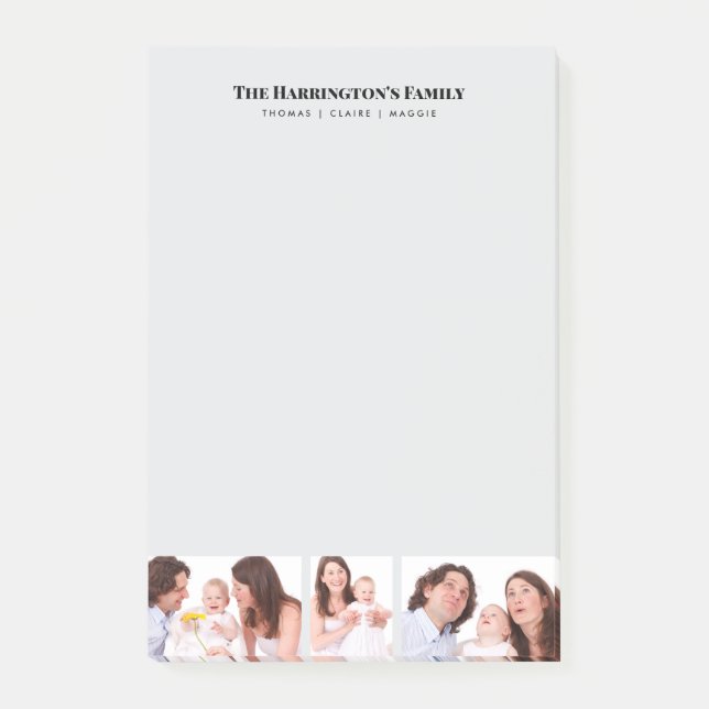 Custom 3 Sections Family Foto Collage Black Frame Post-it Klebezettel (Vorderseite)