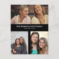 Custom 3 Sections Family Foto Collage Black Frame