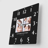 Custom 3 Sections Family Foto Collage Black Frame