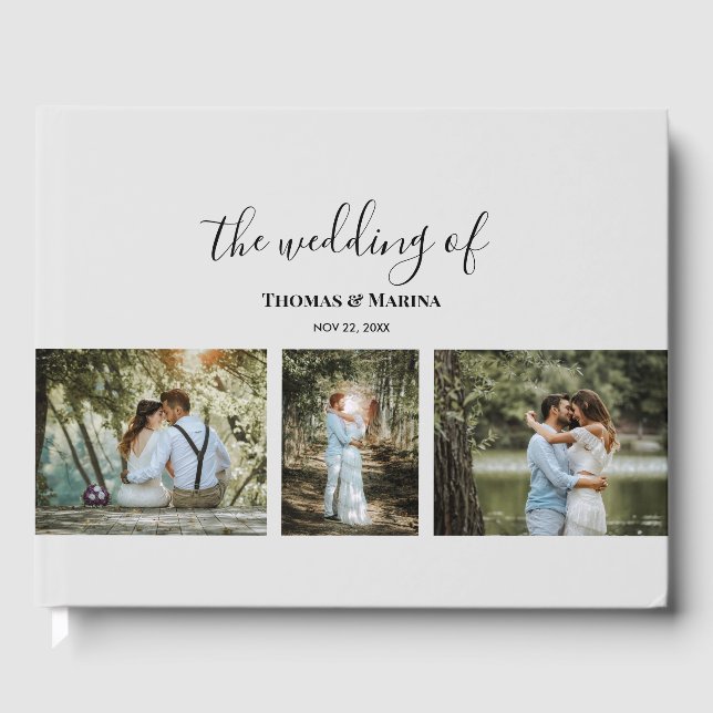 Custom 3 Sections Family Fotos Collage Wedding Gästebuch (Vorderseite)