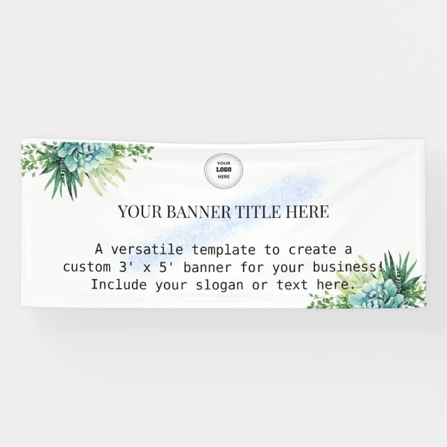 Custom 3' x 5' Succulent Green Business Banner (Horizontal)