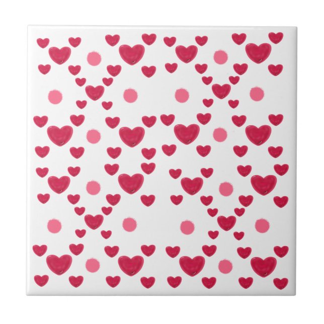 Custom 3D Jelly Hearts & Polka Dots Cute Pattern Fliese (Vorderseite)