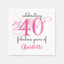 Custom 40 fabelhafte Typografie rosa Papier Napkin