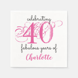 Custom 40 fabelhafte Typografie rosa Papier Napkin Serviette