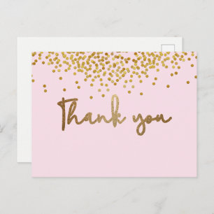 Custom 40. Geburtstag Gold Konfetti Blush Pink Postkarte