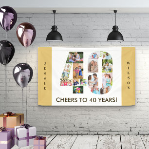 Custom 40. Geburtstag Party Neutral Foto Collage Banner