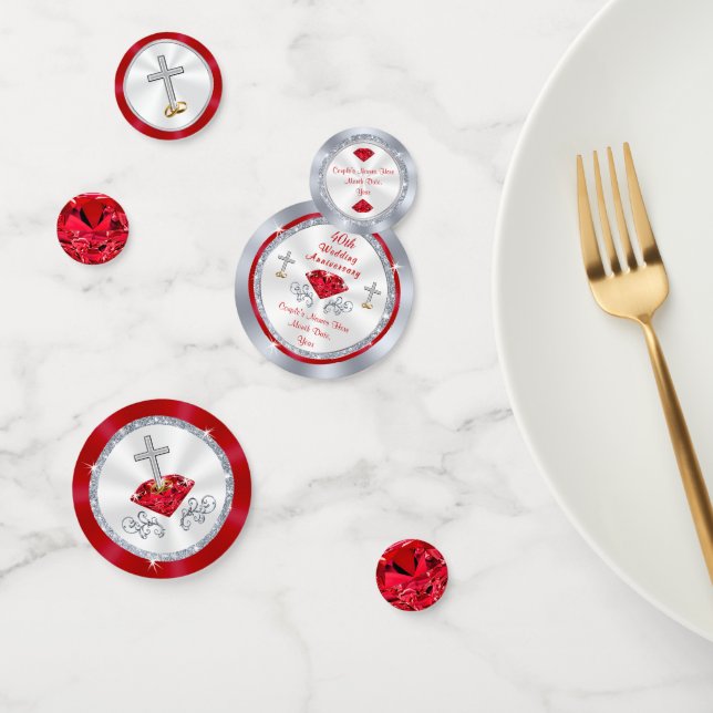 Custom 40. Wedding Anniversary Table Decorations Konfetti (Gruppe)