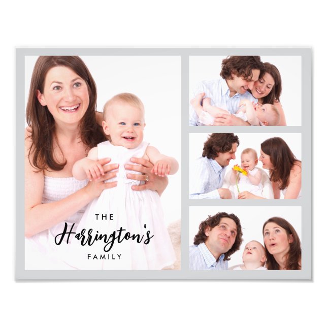 Custom 4 Family Photos Collage Rectangle Frame Fotodruck (Vorne)