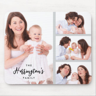 Custom 4 Family Photos Collage Rectangle Frame Mousepad