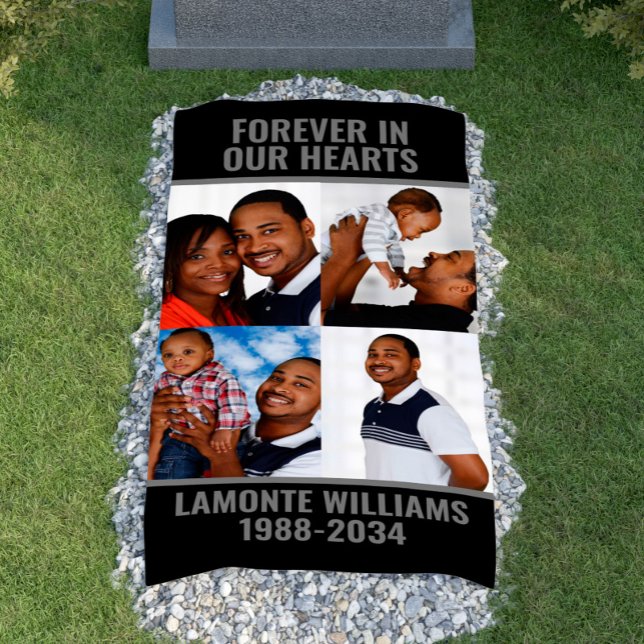 Custom 4 Foto Collage Beerdigung Grave Cover Banne Banner (Custom 4 Photo Collage Funeral Grave Cover Banner
)