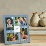 Custom 4 Foto Collage Beste Mama je Blau & Weiß Fotoplatte<br><div class="desc">Custom Foto Plaque mit 4 Foto Collage für die beste Mama je. Die Vorlage ist für Sie bereit, um 4 Ihrer Lieblings-Fotos, das Jahr und die Initial - Sie können auch MAMA zu MUM bearbeiten, wenn Sie in Großbritannien sind. Ein großartiges Geschenk für den Muttertag, einen Geburtstag oder als Beibehaltung...</div>